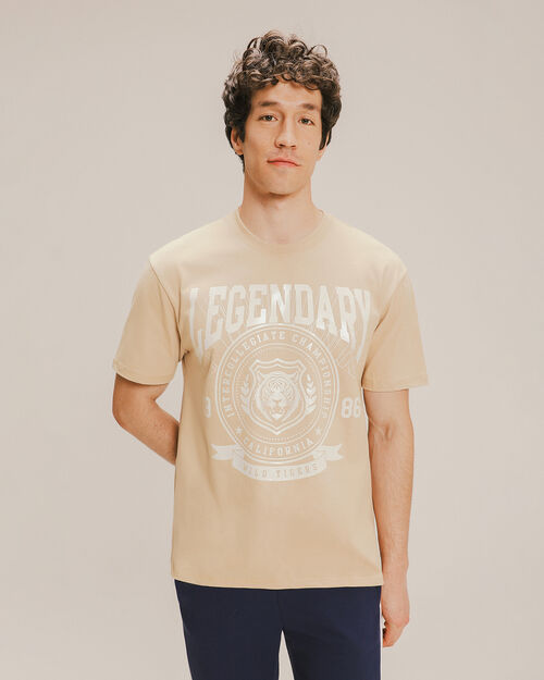 Playera Relaxed Beige Estampada